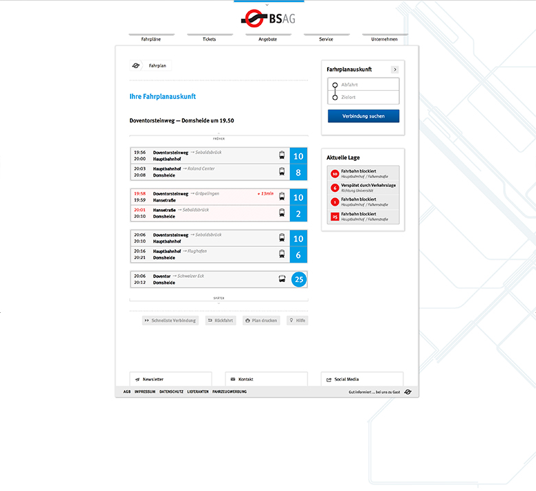 The new designed journey result list